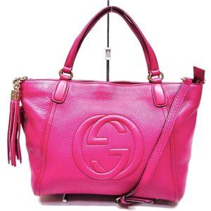 Gucci GG Soho interlocking tassel pink leather tote bag